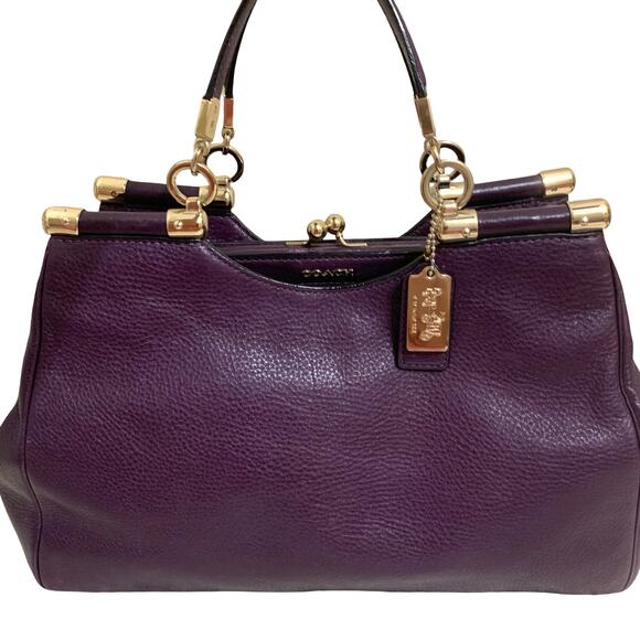 Coach Purple Satchel with Gold Accents - Picture 1 of 16